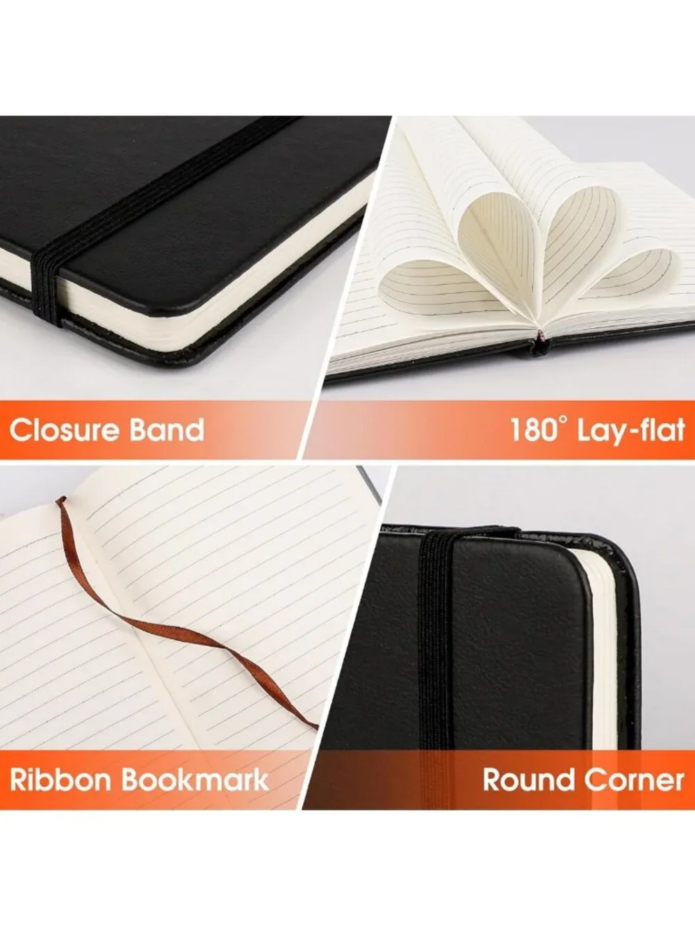 8-Pack A5 Lined Journals, Hardcover Notebooks for Writing & Note Taking, 136